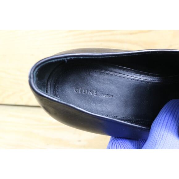 Celine Loafers Womens 6 Black Leather Chain Link Slip On Shoes Italy - Picture 7 of 8